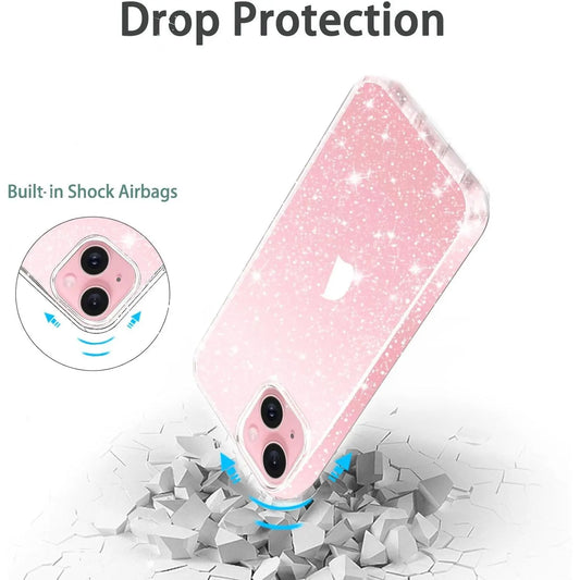 Entronix Glitter Clear Case for Apple iPhone 13, Crystal Clear Sparkly Bumper Cover - Entro Retail