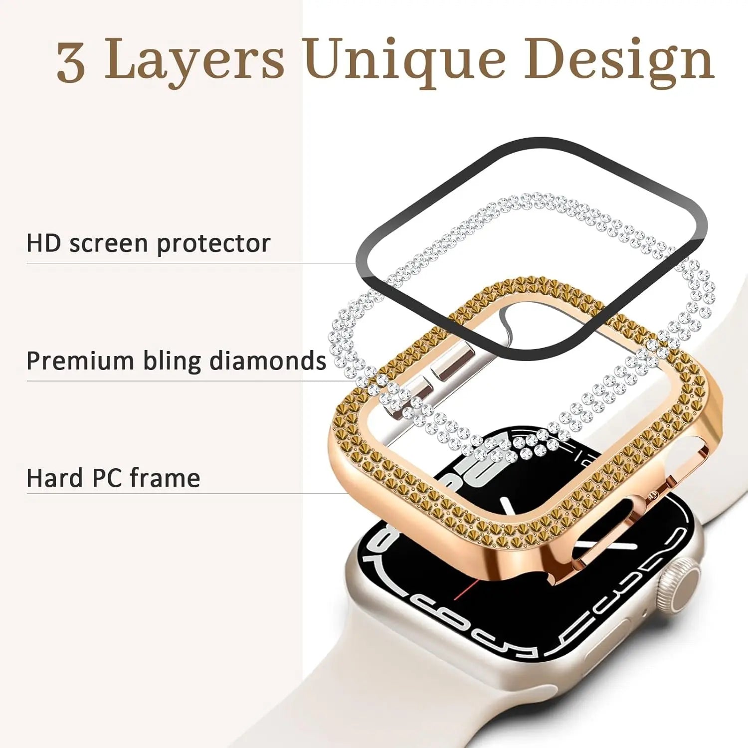 Entronix Case Compatible with iWatch Series 6/5/4/SE (3rd/2nd/1st Gen), 40mm - Diamond Cover w/ Built-In Screen Protector - Entronix