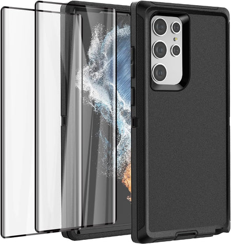 Entronix 3-in-1 Bundle for Samsung Galaxy S24 Ultra, Heavy Duty Case & 2 Clear Tempered Glass Screen Protectors - Entro Retail