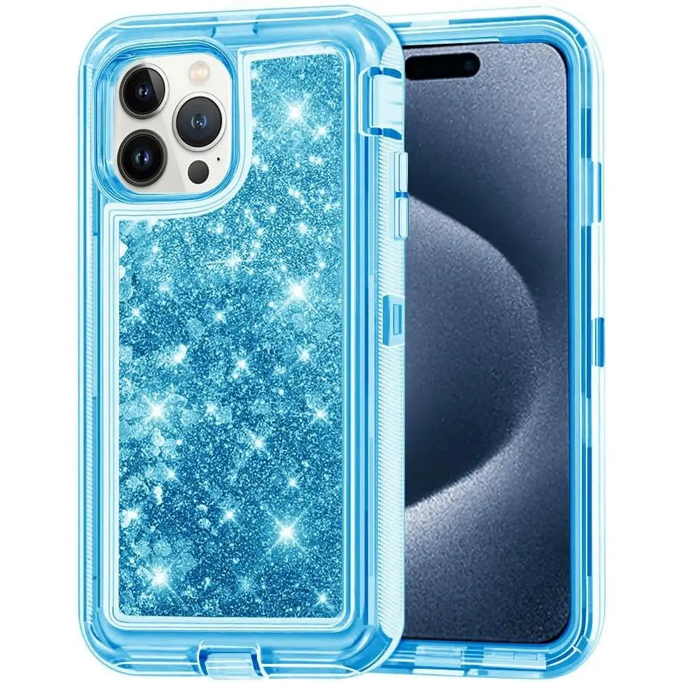 Entronix Heavy Duty Glitter Case for Apple iPhone 15 Pro, Triple-Layer & Full Protection, - Entro Retail