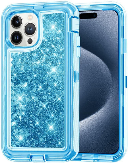 Entronix Heavy Duty Glitter Case for Apple iPhone 15 Pro Max, Triple-Layer & Full Protection, - Entro Retail