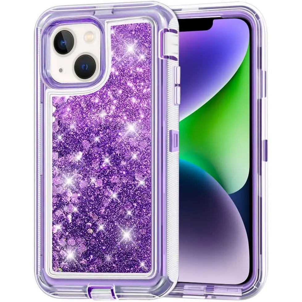 Entronix Heavy Duty Glitter Case for Apple iPhone 13, Triple-Layer & Full Protection, - Entro Retail