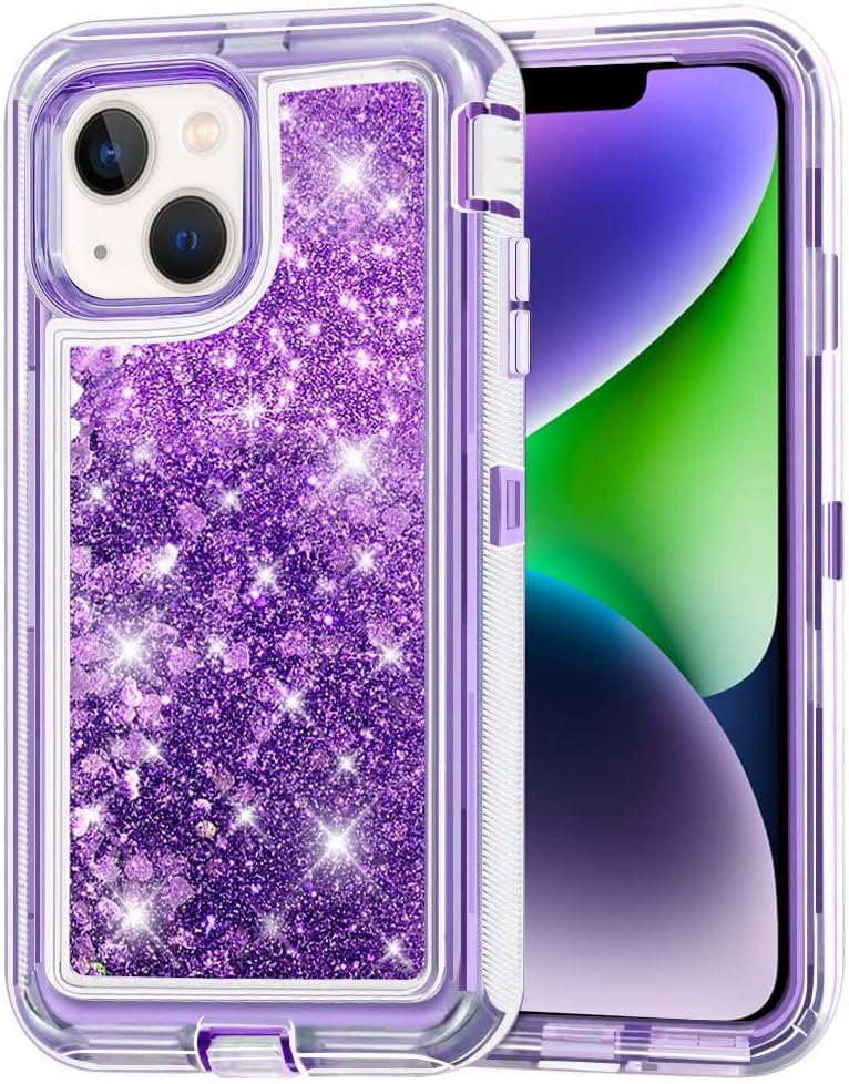 Entronix Heavy Duty Glitter Case for Apple iPhone 13, Triple-Layer & Full Protection, - Entro Retail