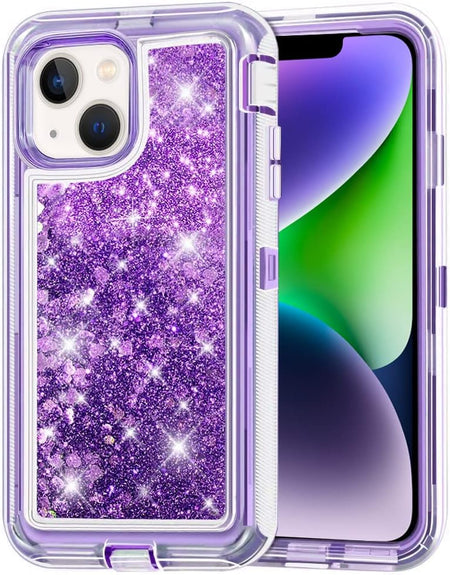 Entronix Heavy Duty Glitter Case for Apple iPhone 14, Triple-Layer & Full Protection, - Entro Retail