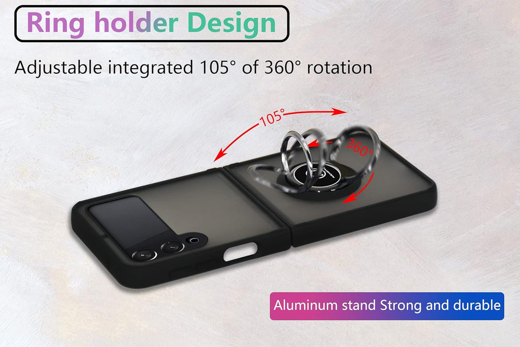 Entronix Matte Ring Case for Samsung Galaxy Z Flip 4, Slim Matte Cover with Built-In Kickstand, - Entro Retail