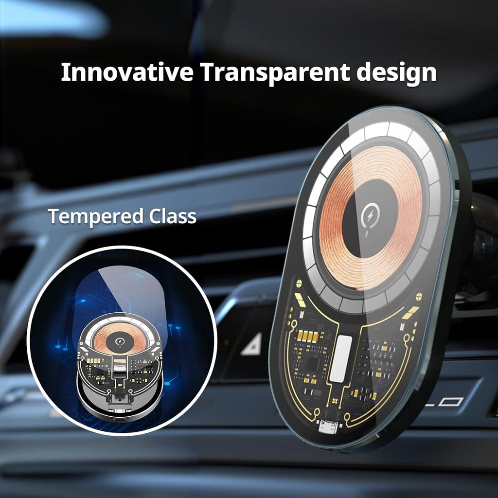 Entronix [Magnetic] Car Mount – Wireless Charging Holder, AC Vent or Suction Cup Style