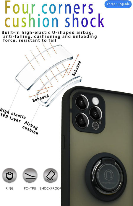 Entronix Matte Ring Case for Apple iPhone 11 Pro Max, Slim Matte Cover with Built-In Kickstand, - Entro Retail