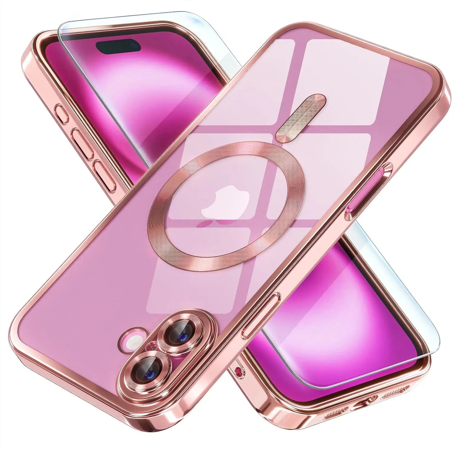Entronix Bundle Compatible with iPhone 16 Plus - [Magnetic] Luxury Glossy Case & 1 Clear Screen Protector - Entronix
