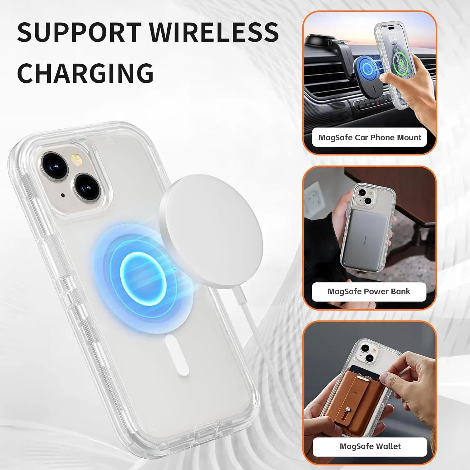 Entronix [Magnetic] Case Compatible with iPhone 15 - [Clear] Triple-Layer Heavy Duty Protection - Entronix