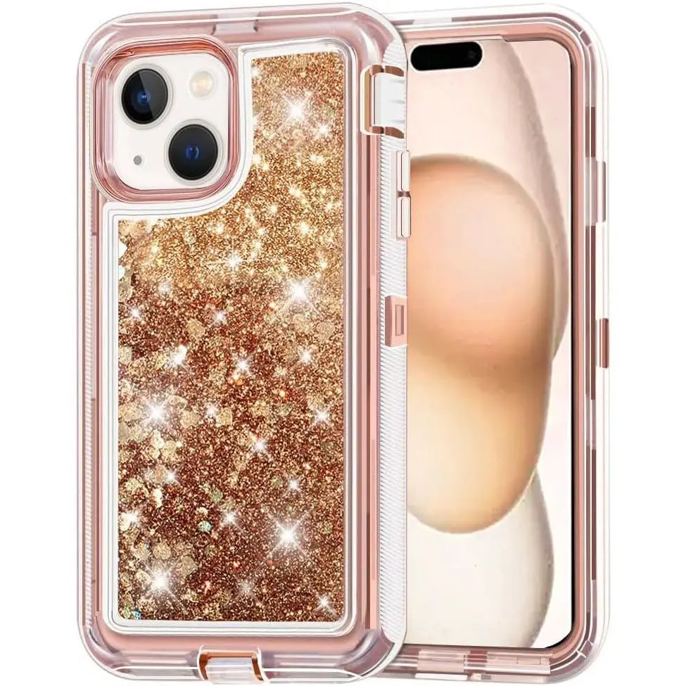 Entronix Heavy Duty Glitter Case for Apple iPhone 15, Triple-Layer & Full Protection, - Entro Retail