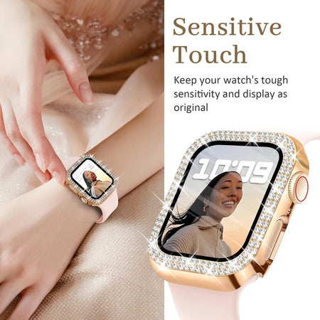 Entronix Case Compatible with iWatch Series 6/5/4/SE (3rd/2nd/1st Gen), 44mm - Diamond Cover w/ Built-In Screen Protector - Entronix