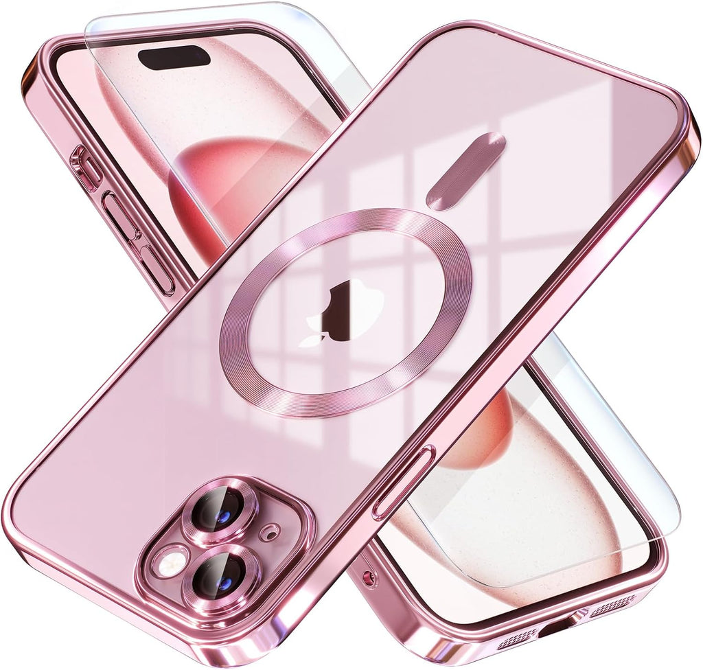 Entronix Bundle Compatible with iPhone 14 Plus - [Magnetic] Luxury Glossy Case & 1 Clear Screen Protector