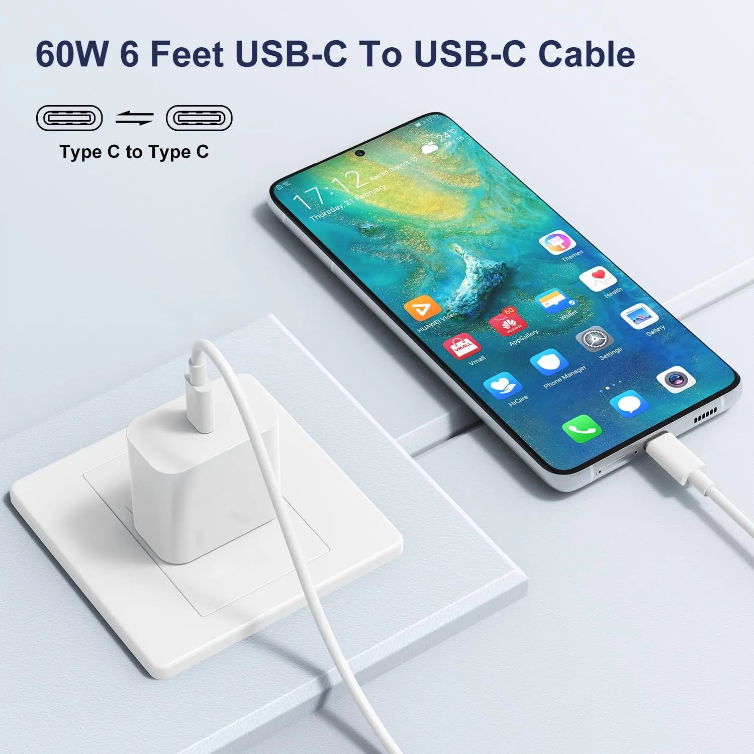 Entronix Type-C to Type-C Charger Cable, 3-Pack [6FT] USB-C Cable Compatible with Android - Entronix