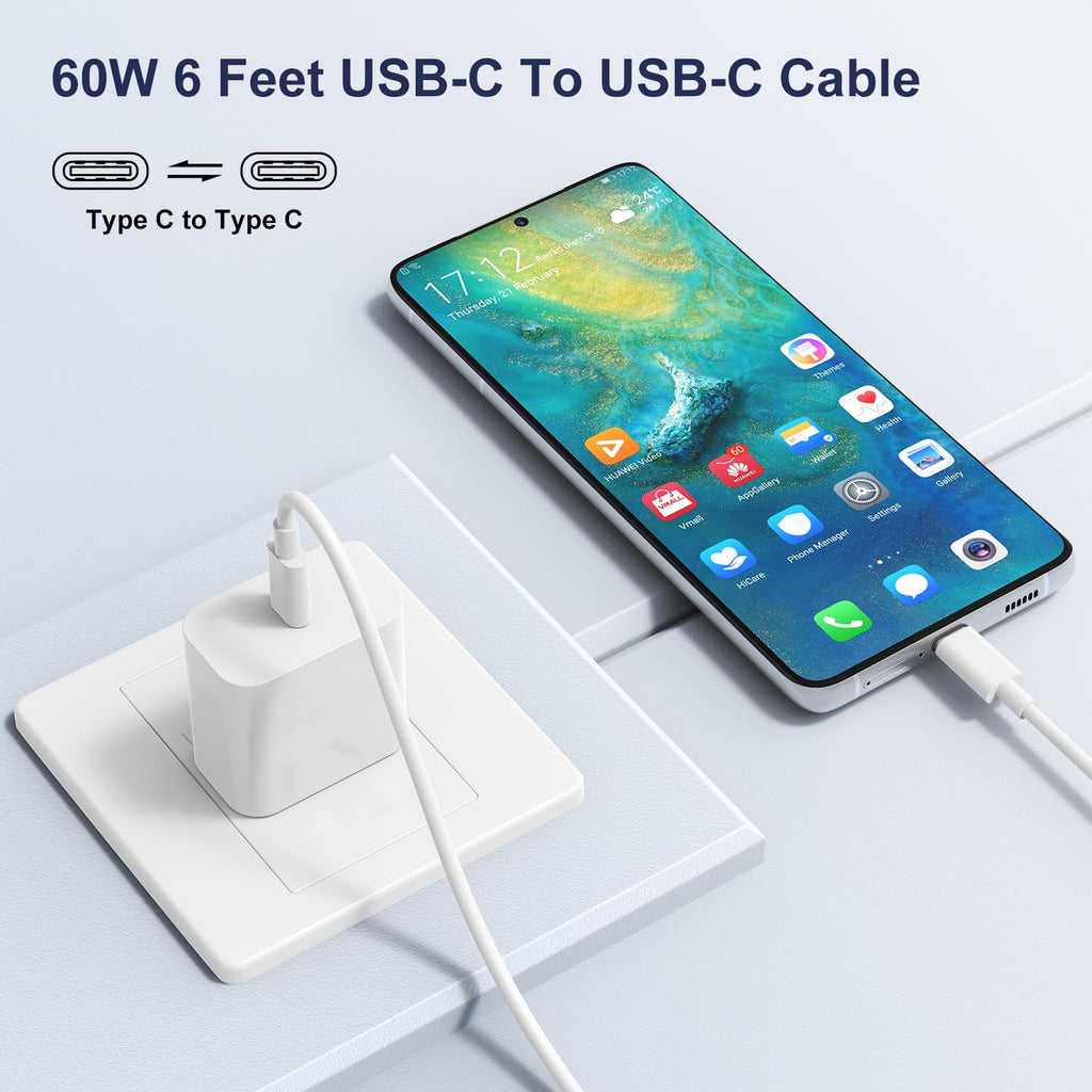 Entronix Type-C to Type-C Charger Cable, 2-Pack [6FT] USB-C Cable Compatible with Android