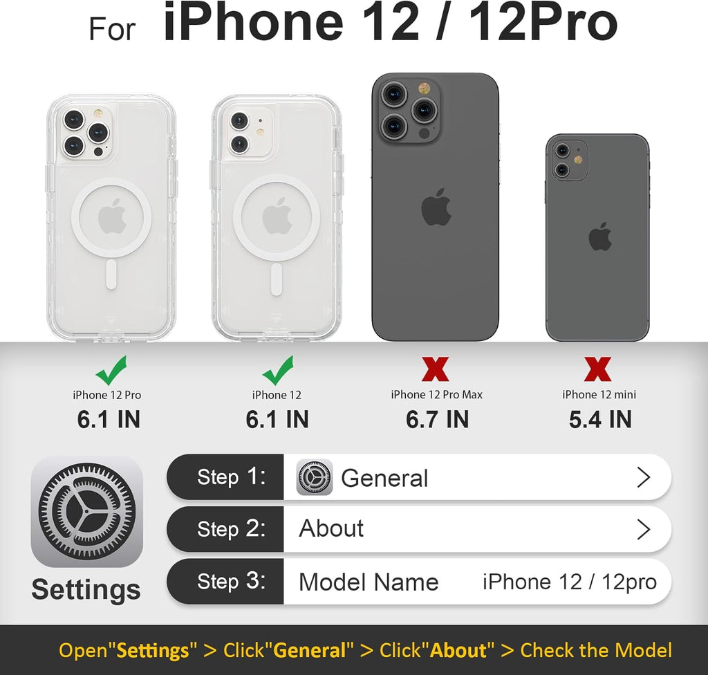 Entronix [Magnetic] Case Compatible with iPhone 12/12 Pro - [Clear] Triple-Layer Heavy Duty Protection