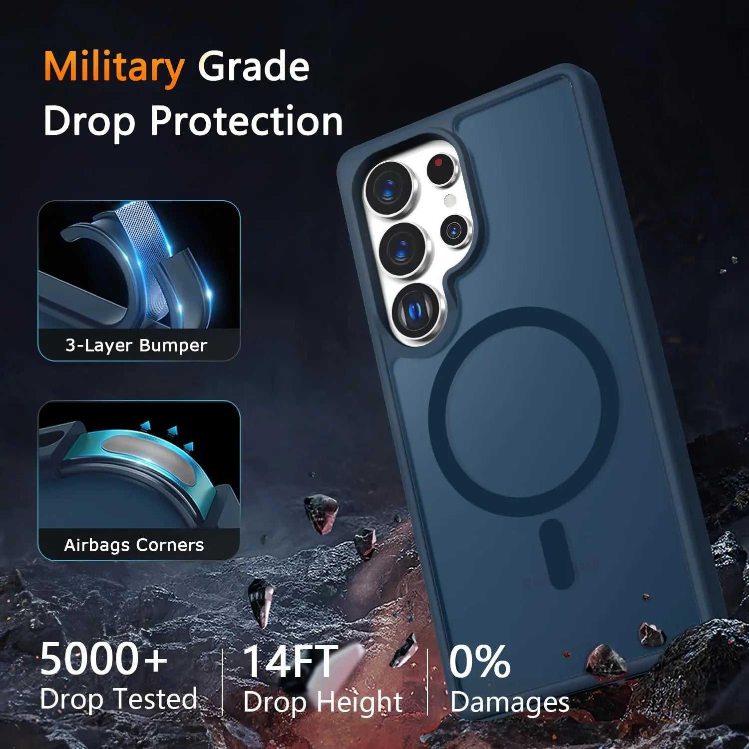Entronix Bundle Compatible with Galaxy S24 Ultra - [Magnetic] Translucent Matte Case & 1 Clear Screen Protector - Entronix