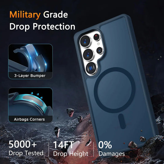 Entronix Bundle Compatible with Galaxy S24 Ultra - [Magnetic] Translucent Matte Case & 1 Clear Screen Protector - Entronix