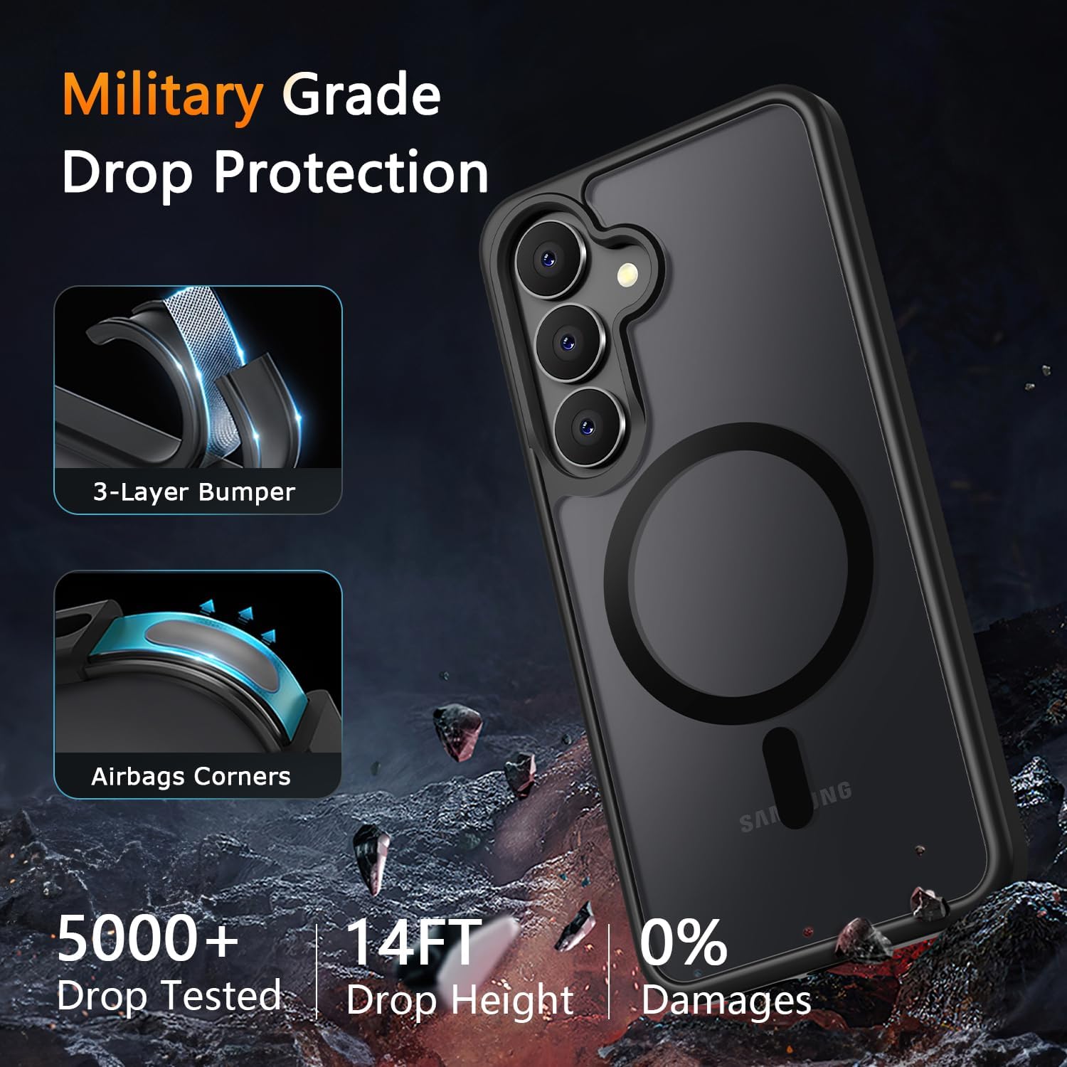 Entronix Bundle Compatible with Galaxy S23 - [Magnetic] Translucent Matte Case & 1 Clear Screen Protector