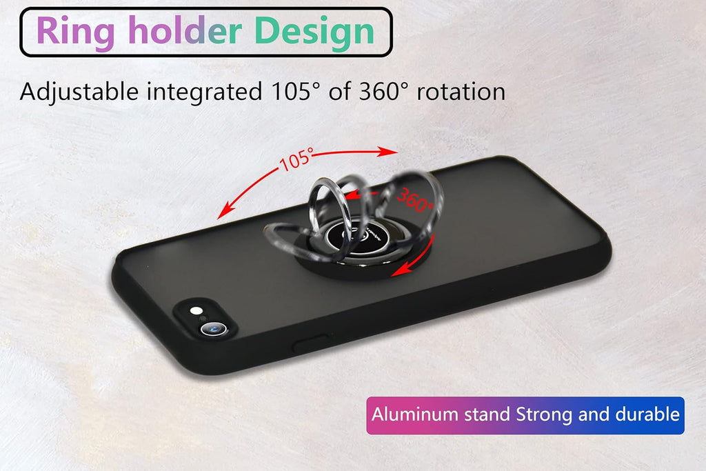 Entronix Matte Ring Case for Apple iPhone 8/7/SE, Slim Matte Cover with Built-In Kickstand, - Entro Retail