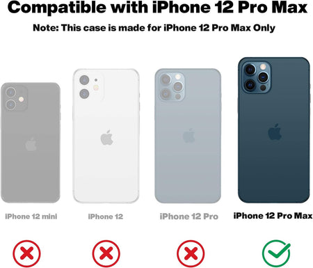 Entronix Slim Wallet Case for Apple iPhone 12 Pro Max, Leather Wallet & Card Holder Bumper Cover, - Entro Retail