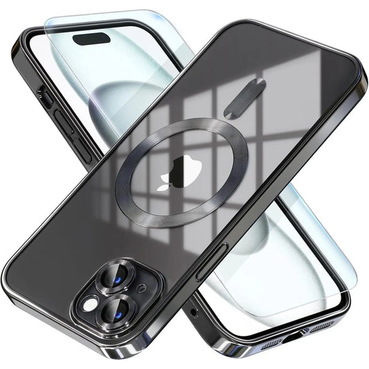 Entronix Bundle Compatible with iPhone 14 - [Magnetic] Luxury Glossy Case & 1 Clear Screen Protector - Entronix