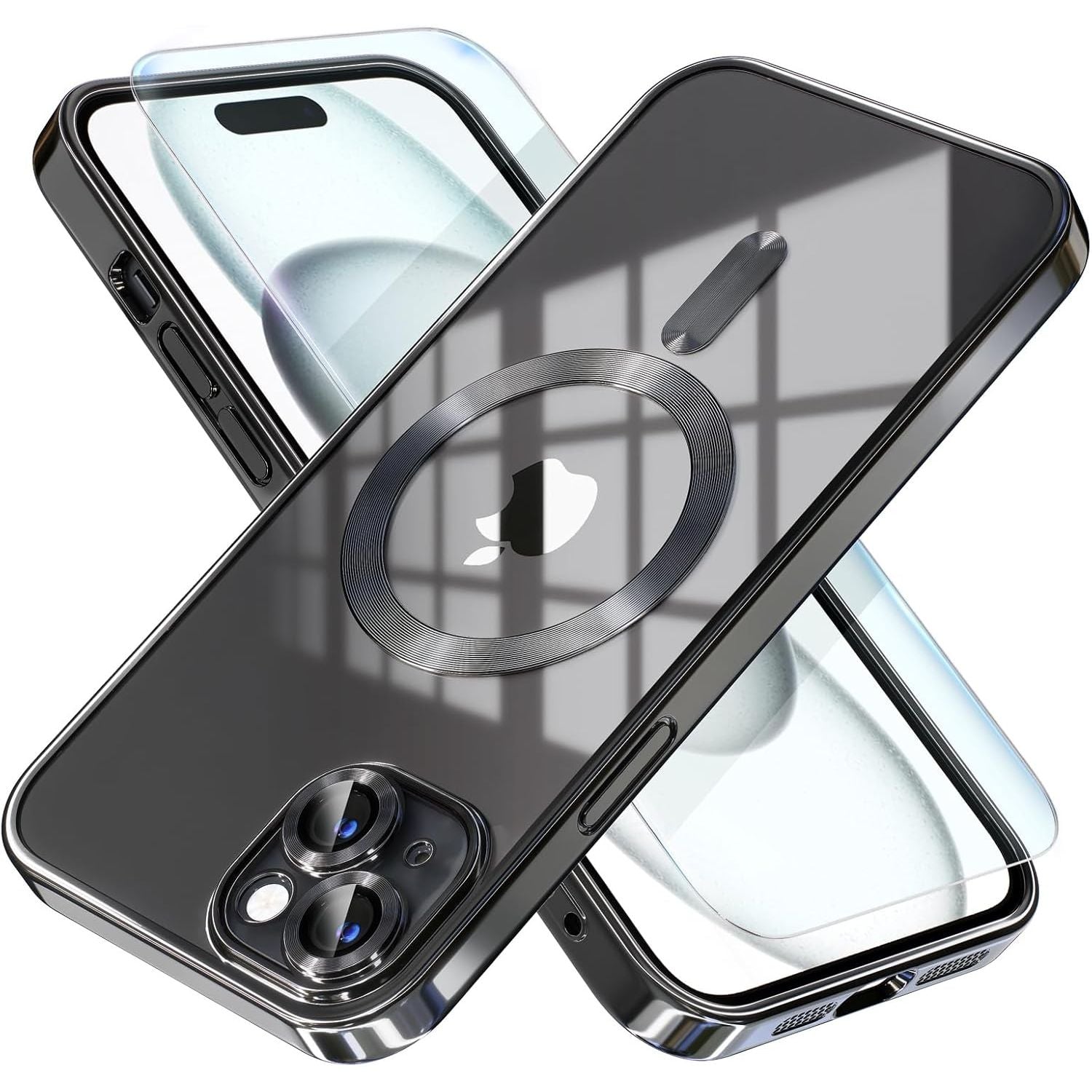Entronix Bundle Compatible with iPhone 15 Plus - [Magnetic] Luxury Glossy Case & 1 Clear Screen Protector