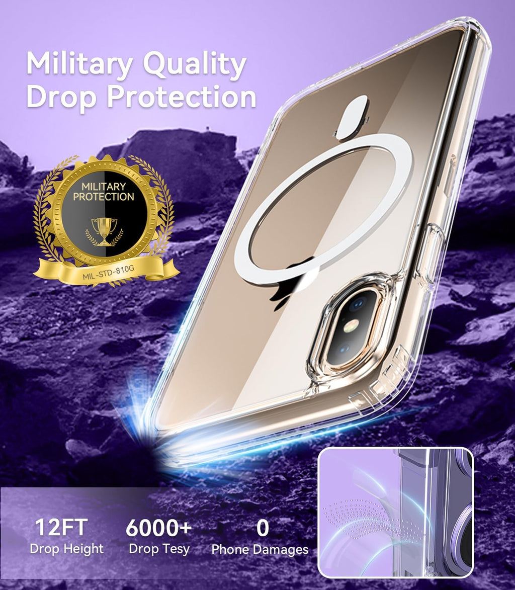 Entronix Bundle Compatible with iPhone XS Max - [Magnetic] Clear Case & 2 Clear Screen Protectors