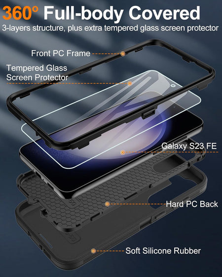 Entronix 2-in-1 Bundle for Samsung Galaxy A15, Heavy Duty Case & Clear Tempered Glass Screen Protector, Full Protection & Easy Installation - Entro Retail