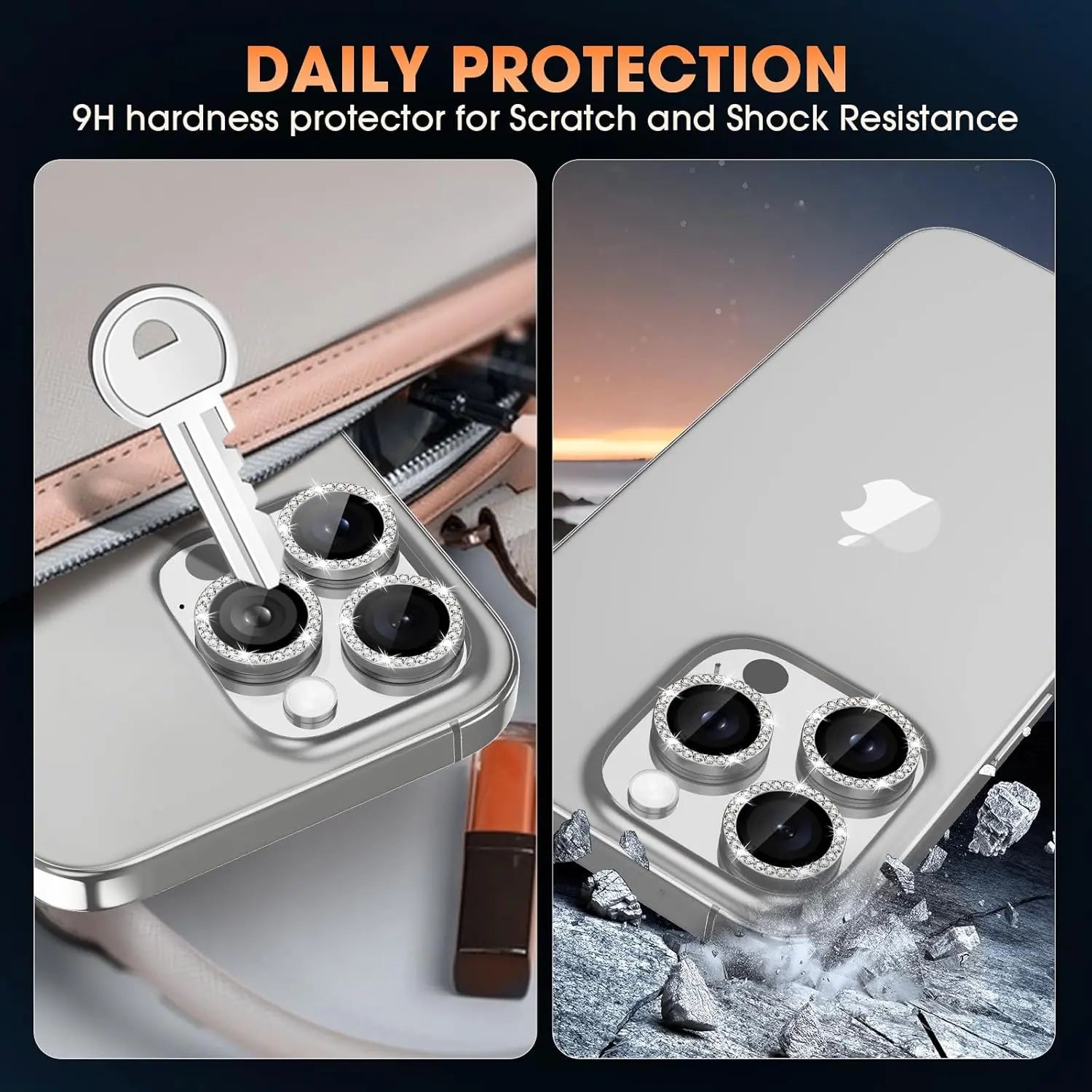 Entronix Camera Lens Protector Compatible with iPhone 17 Pro/17 Pro Max - Luxury Diamond Metal Cover ENTRONIX