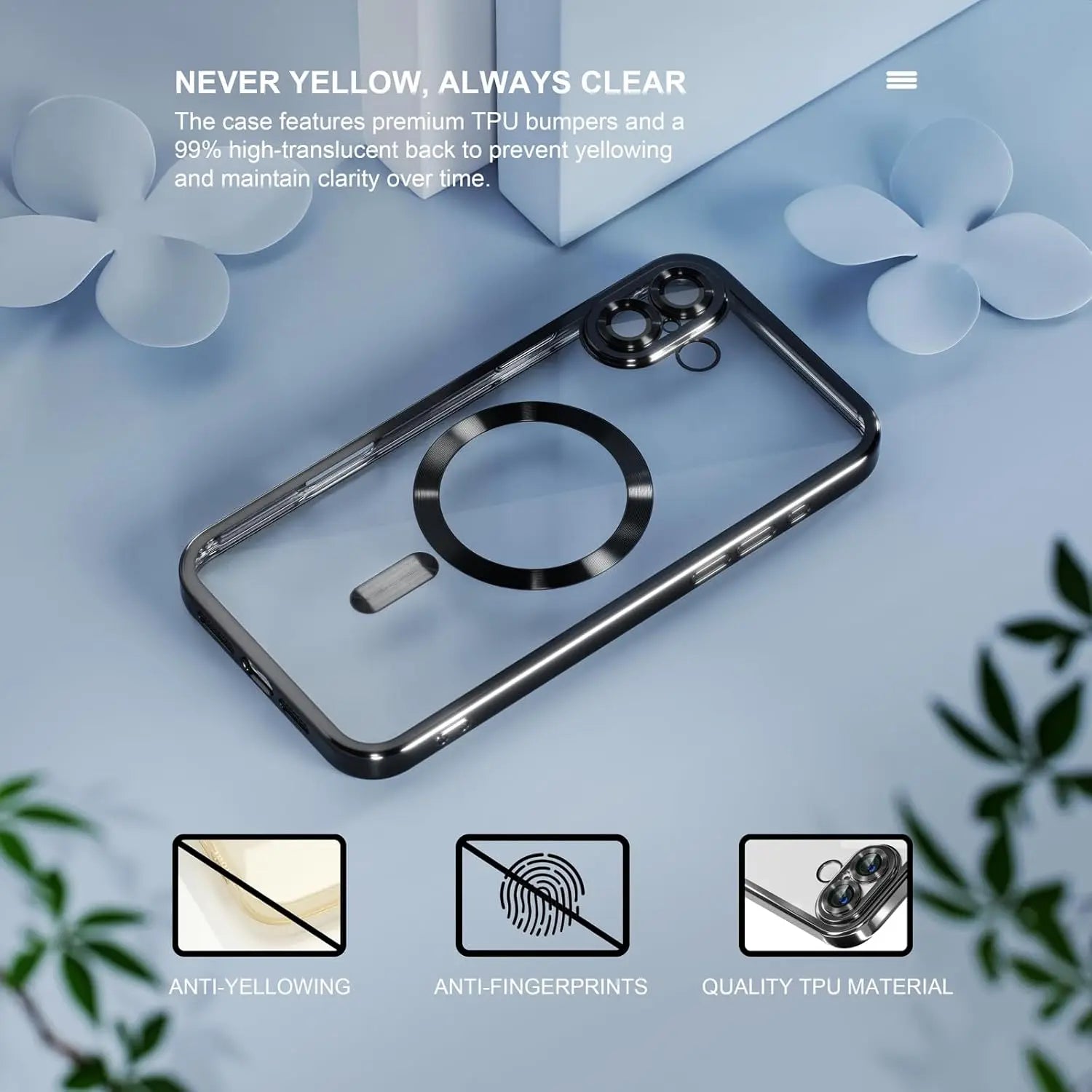 Entronix Bundle Compatible with iPhone 16 Plus - [Magnetic] Luxury Glossy Case & 1 Clear Screen Protector - Entronix