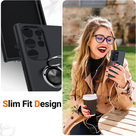 Entronix Case Compatible with Galaxy S25 Ultra - 360º Circular Ring Gripstand - Entronix