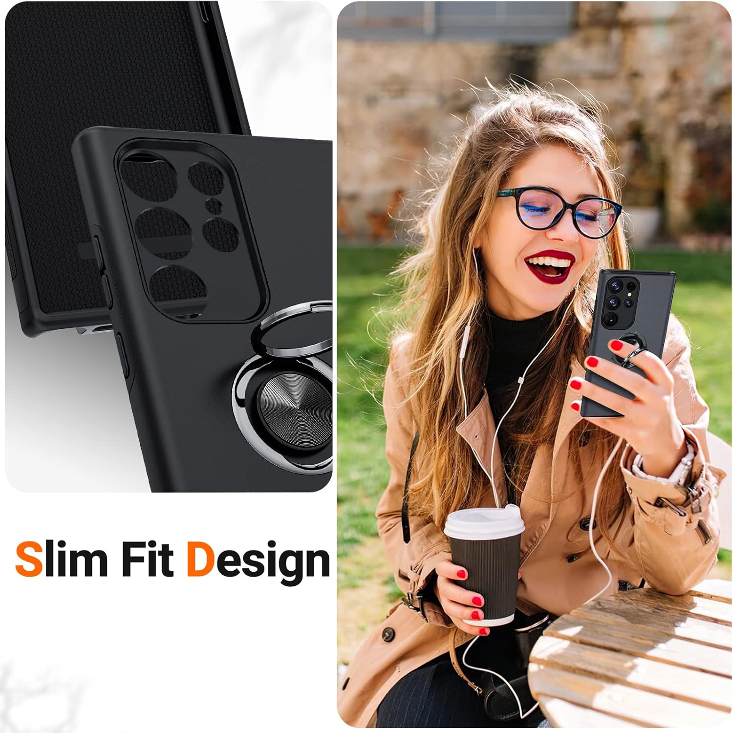 Entronix Case Compatible with Galaxy S23 Ultra - 360º Circular Ring Gripstand - Entronix
