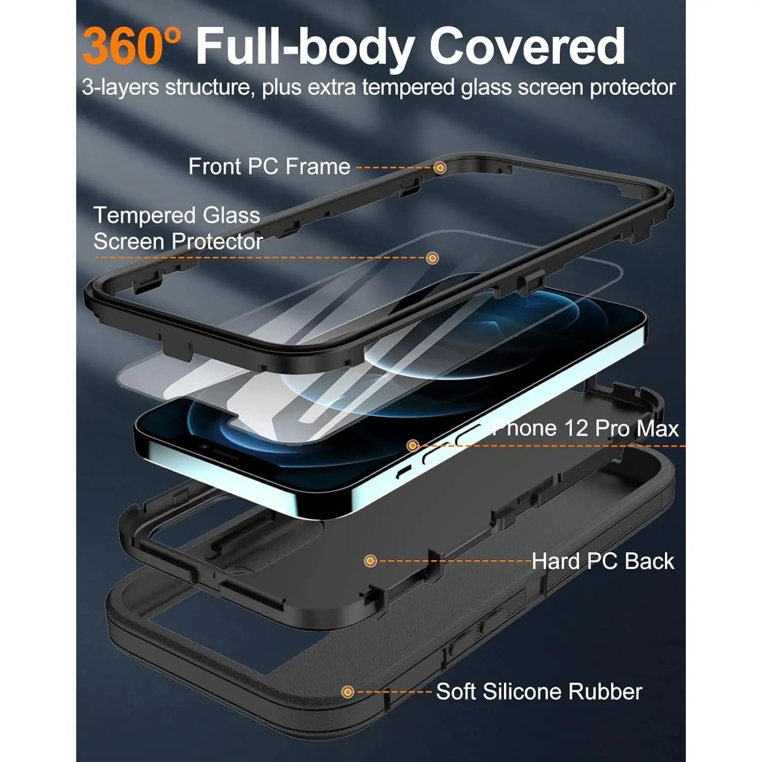Entronix 2-in-1 Bundle for Apple iPhone 13 Pro, Heavy Duty Case & Clear Tempered Glass Screen Protector, Full Protection & Easy Installation - Entro Retail