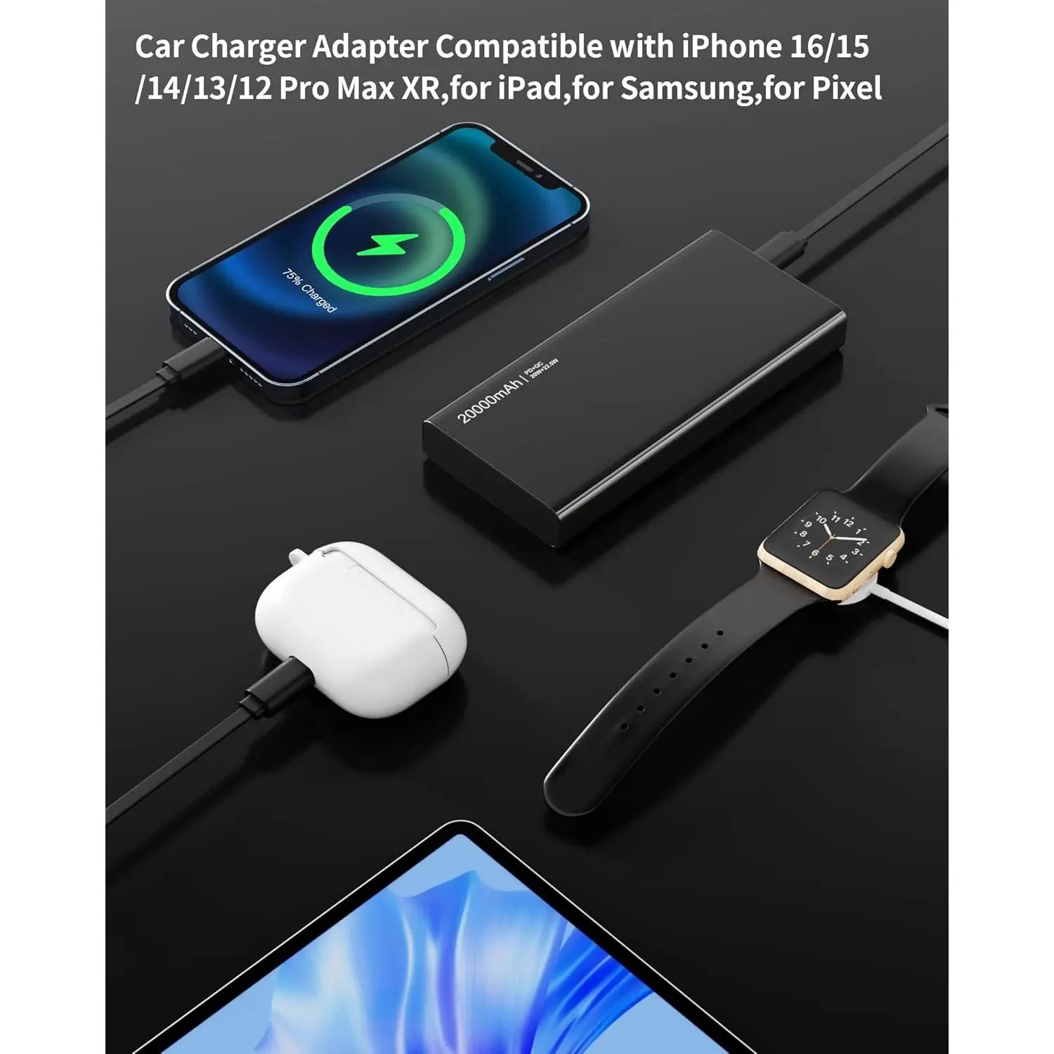 Entronix 4-in-1 Car Charger Adapter – Dual USB-C & USB-A Multi-Port Fast Charging Hub - Entronix