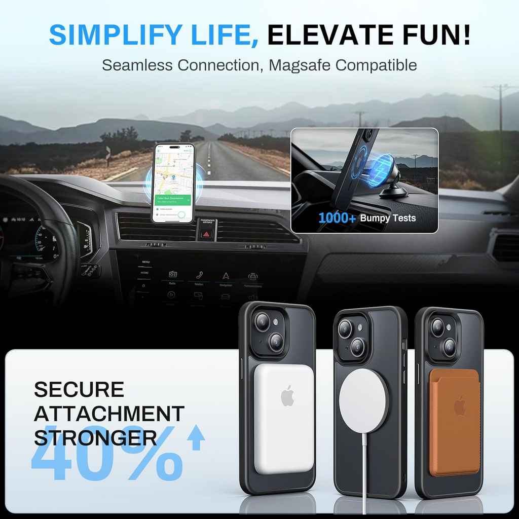 Entronix [Magnetic] Case Compatible with iPhone 15 - Translucent Frosted Matte