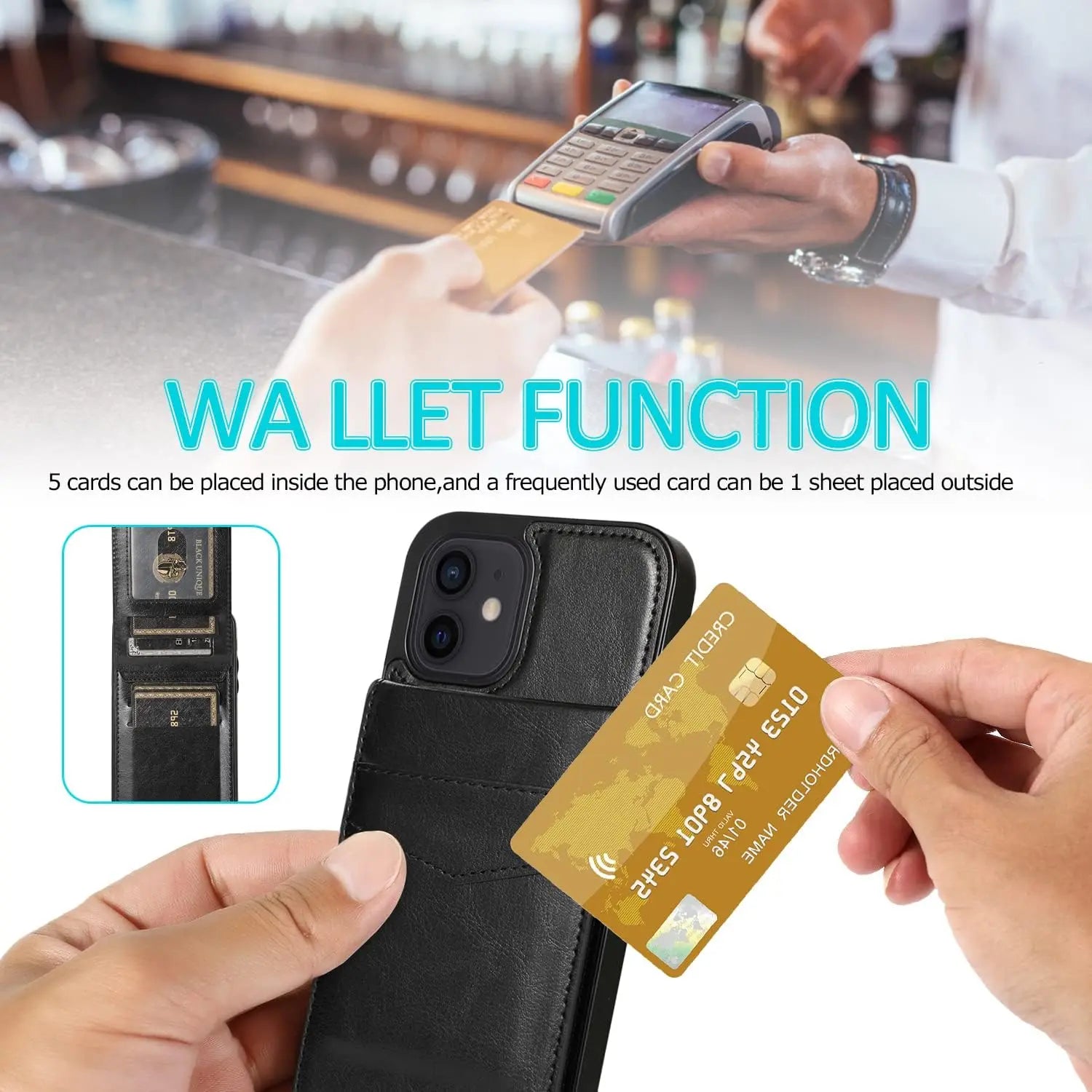 Entronix Slim Wallet Case for Apple iPhone 14, Leather Wallet & Card Holder Bumper Cover, - Entro Retail