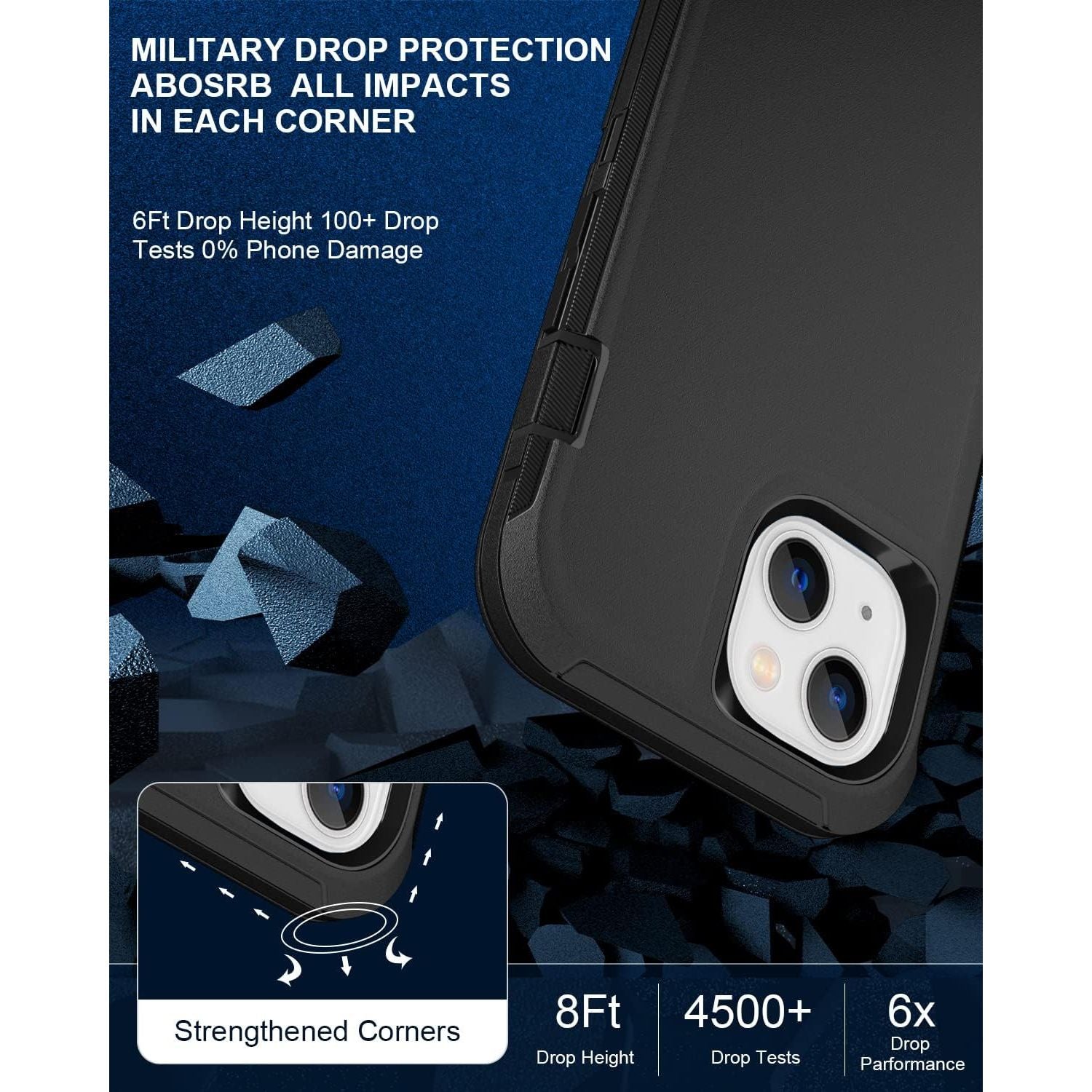 Entronix 3-in-1 Bundle for Apple iPhone 13, Heavy Duty Case & 2 Clear Tempered Glass Screen Protectors - Entro Retail