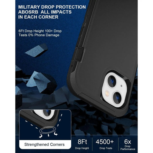 Entronix 3-in-1 Bundle for Apple iPhone 14 Plus, Heavy Duty Case & 2 Clear Tempered Glass Screen Protectors - Entro Retail
