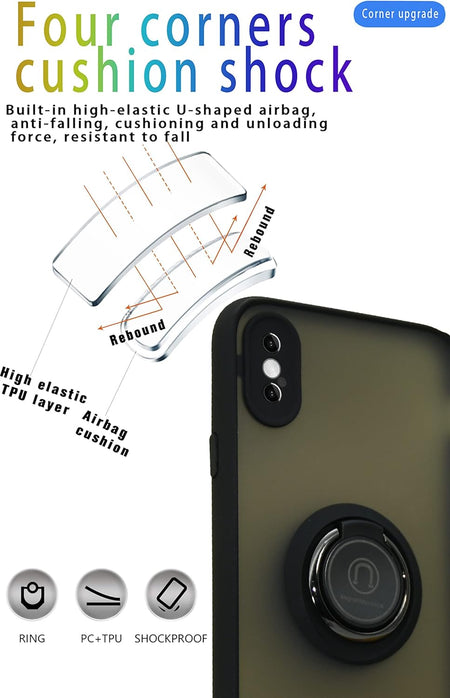 Entronix Matte Ring Case for Apple iPhone XS Max, Slim Matte Cover with Built-In Kickstand, - Entro Retail