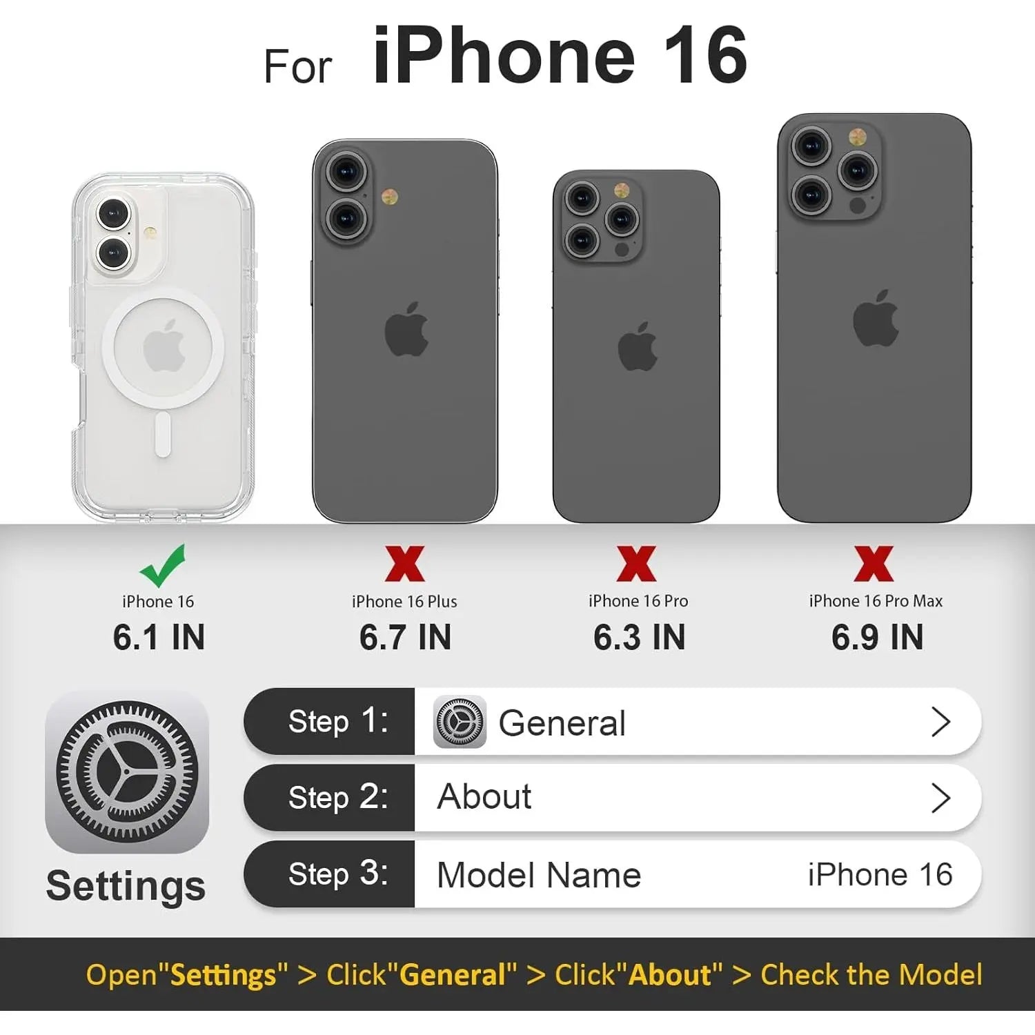Entronix [Magnetic] Case Compatible with iPhone 16 - [Clear] Triple-Layer Heavy Duty Protection - Entronix