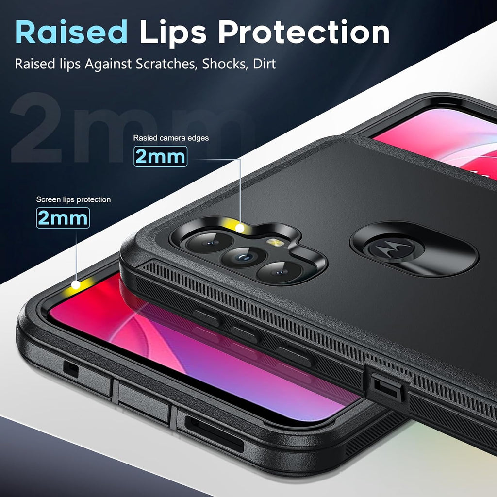 Entronix 3-in-1 Bundle for Motorola G Power 2022, Heavy Duty Case & 2 Clear Tempered Glass Screen Protectors - Entro Retail