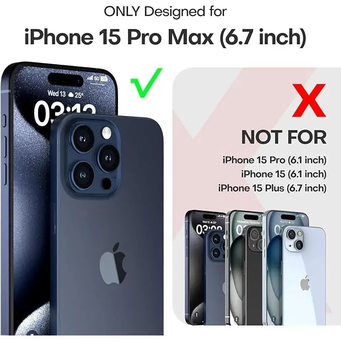 Entronix 2-in-1 Bundle for Apple iPhone 15 Pro Max, Heavy Duty Case & Clear Tempered Glass Screen Protector, Full Protection & Easy Installation - Entro Retail