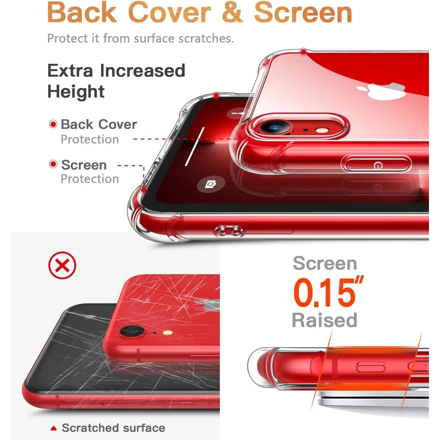 Entronix Clear Case for Apple iPhone XR, Crystal Clear Transparent TPU Bumper Cover - Entro Retail