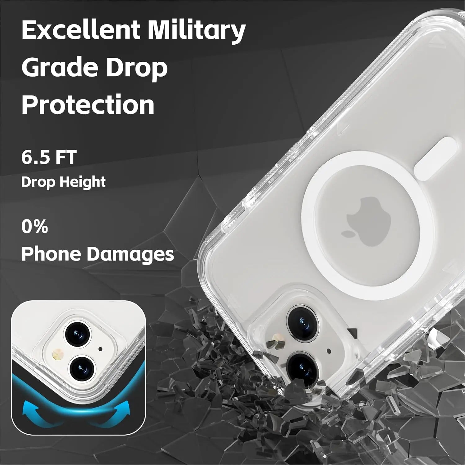 Entronix [Magnetic] Case Compatible with iPhone 15 - [Clear] Triple-Layer Heavy Duty Protection - Entronix