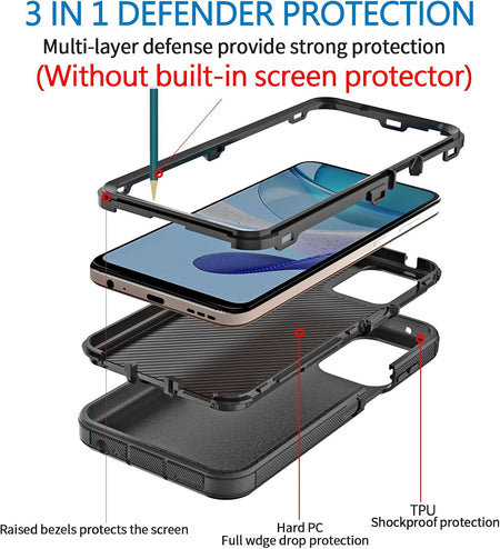 Entronix Heavy Duty Case for Motorola G Stylus 2023, Triple-Layer & Full Protection, - Entro Retail