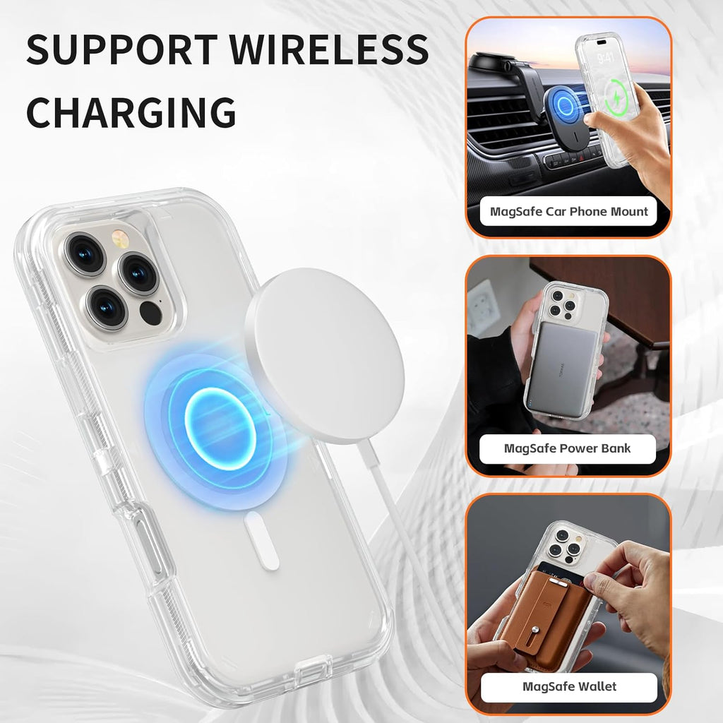 Entronix [Magnetic] Case Compatible with iPhone 16 Pro - [Clear] Triple-Layer Heavy Duty Protection