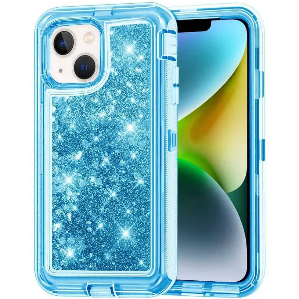 Entronix Heavy Duty Glitter Case for Apple iPhone 14, Triple-Layer & Full Protection, - Entro Retail
