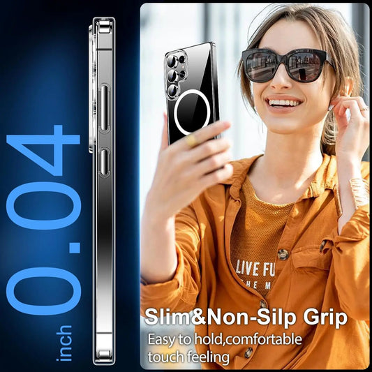 Entronix Bundle Compatible with Galaxy S24 Ultra - [Magnetic] Clear Case & 1 Clear Screen Protector - Entronix