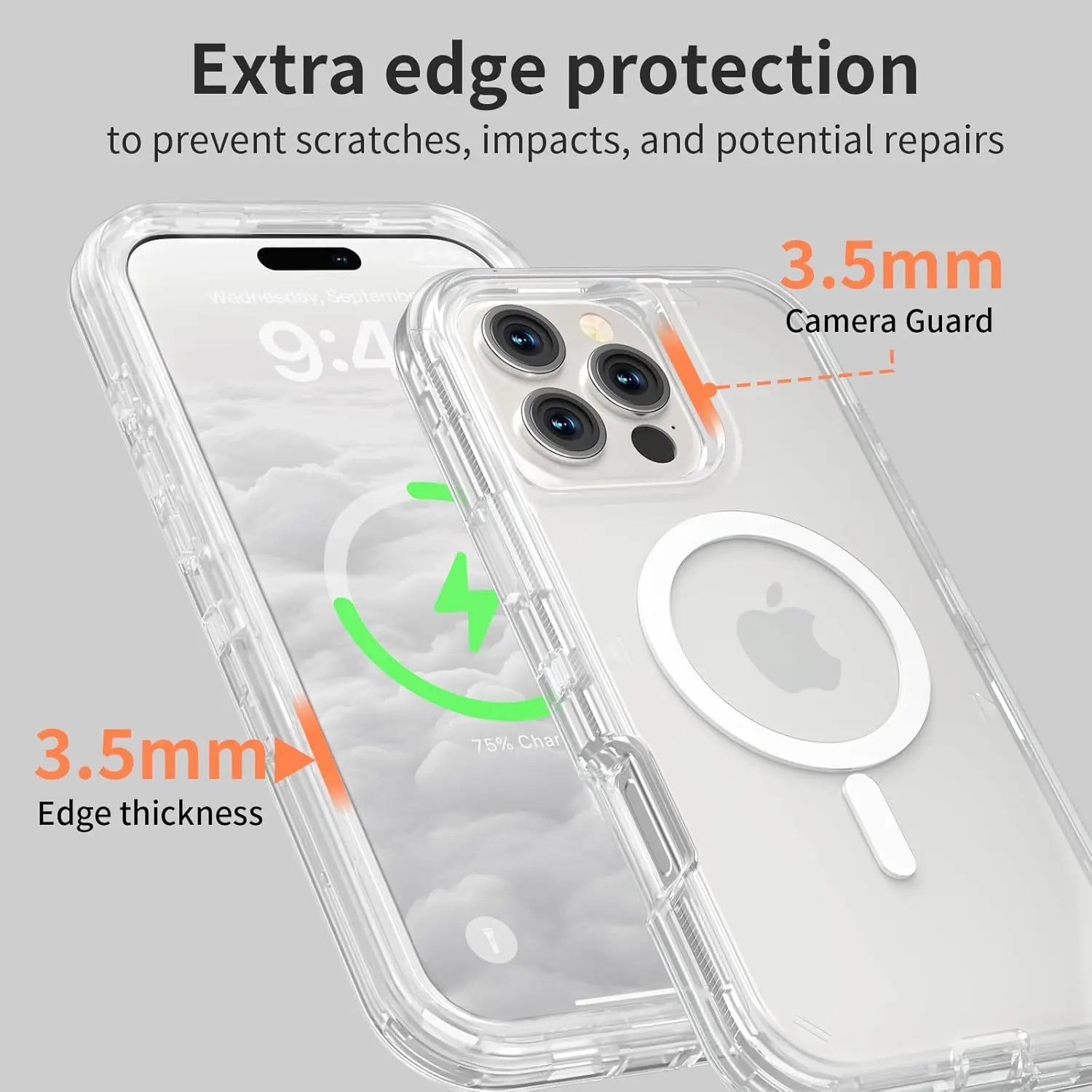 Entronix [Magnetic] Case Compatible with iPhone 16 Pro - [Clear] Triple-Layer Heavy Duty Protection - Entronix