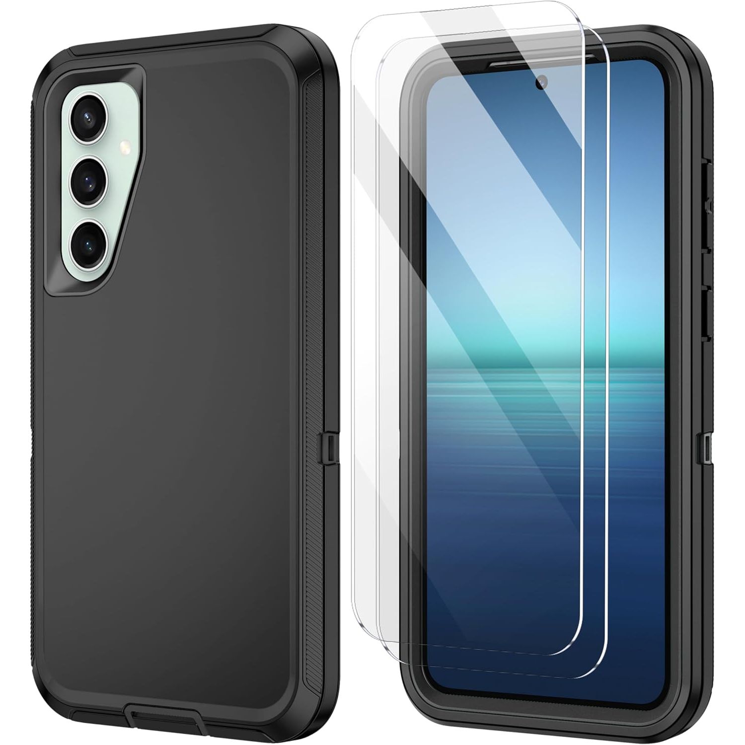 Entronix Bundle Compatible with Galaxy S25 - Heavy Duty Case & 2 Clear Screen Protectors